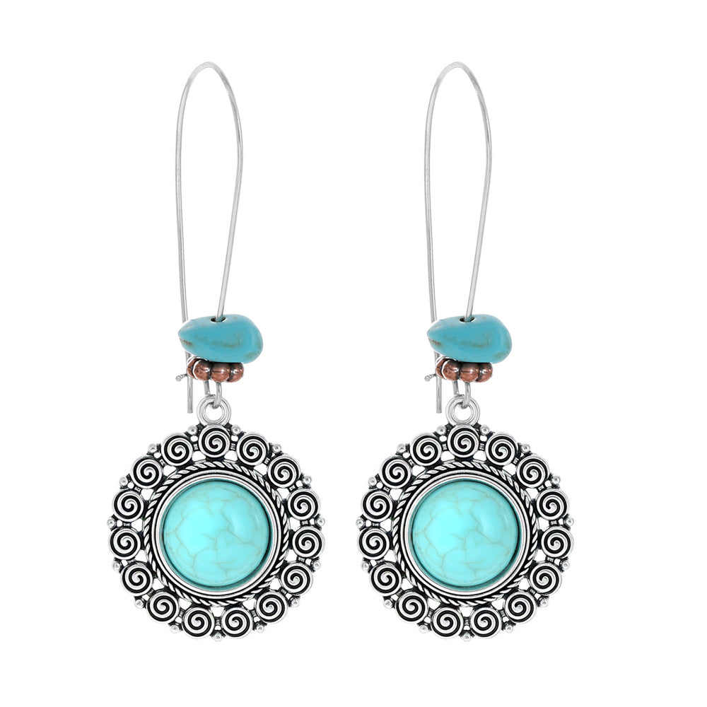 Wholesale Ethnic Style Geometric Acrylic Turquoise Earrings for Women Fashion Jewelry