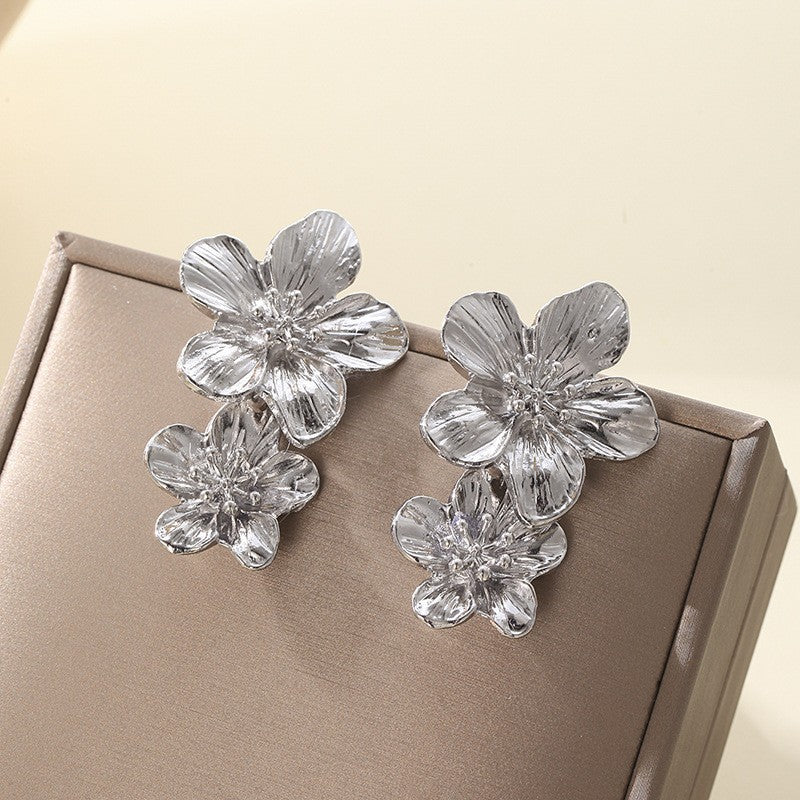 Wholesale Multicolor Double Flower Earrings