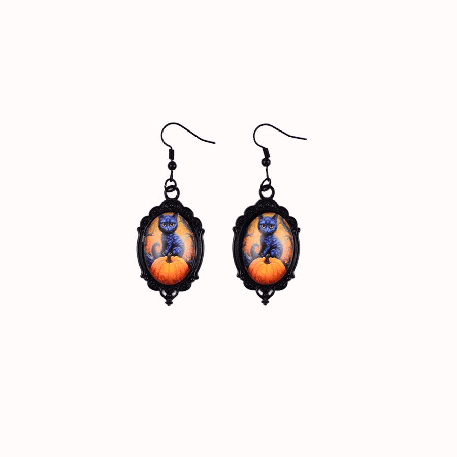 Wholesale  Pendant Earrings Ghost Pumpkin Dark Castle Design Zinc Alloy Electroplated Fashion Jewelry For Party Boutique Resale