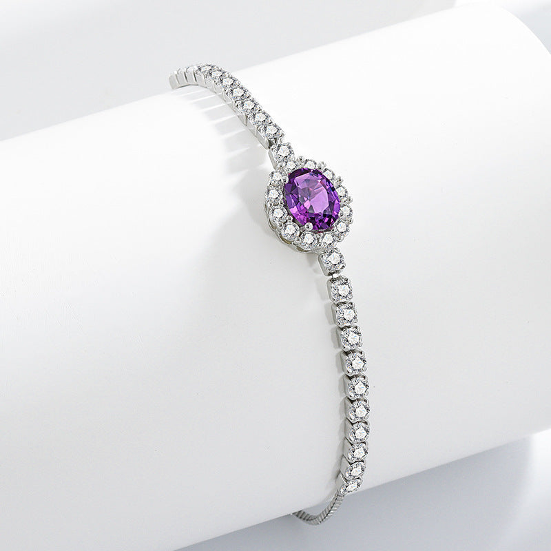 Wholesale  Colored Diamond Zircon Pigeon Egg Stretch Bracelet Women' s Fashion