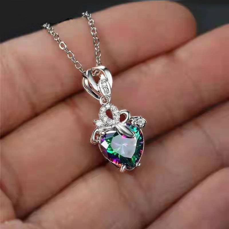 Wholesale Alloy Heart-shaped Diamond Necklace ACC-NE-JYS002