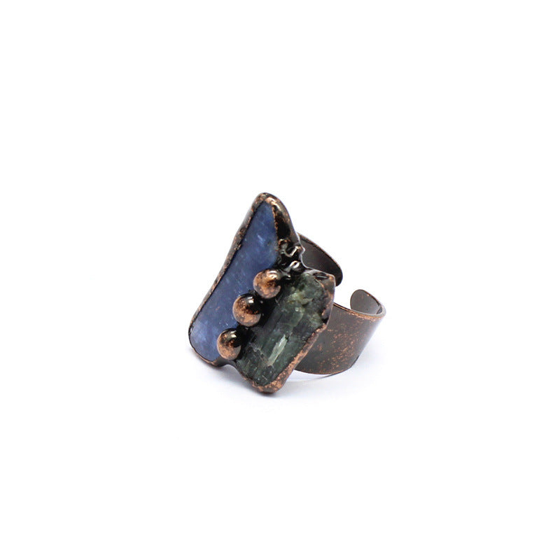 Wholesale Natural stone retro personalized lonely Crystal raw stone ring