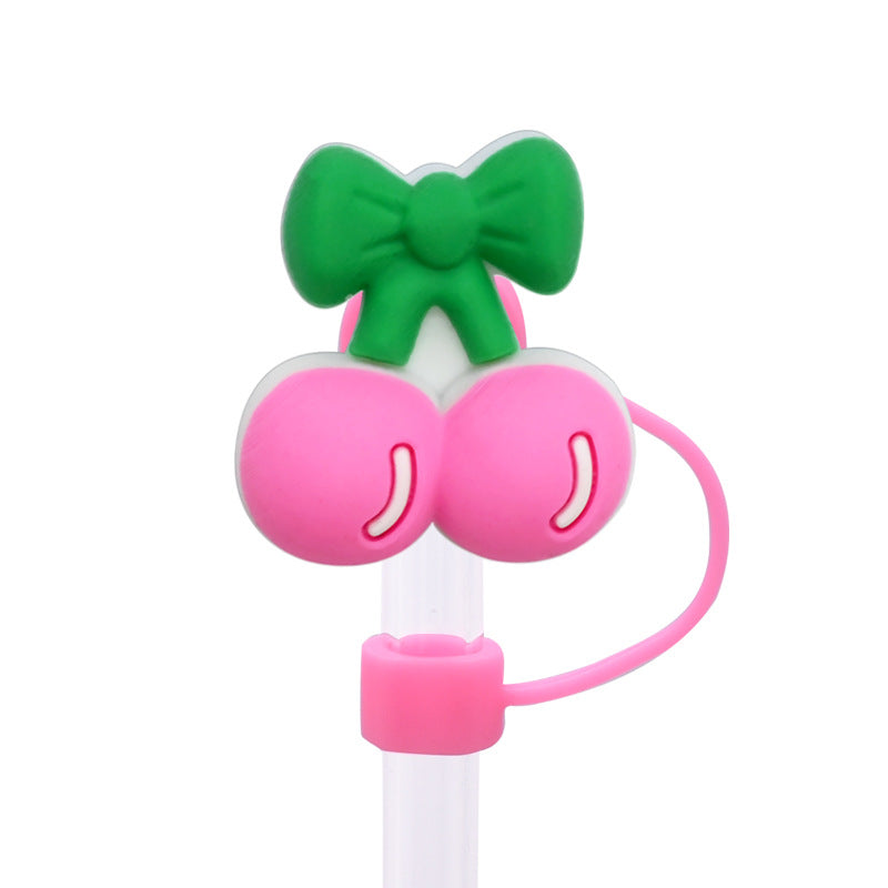 Wholesale Random 100pcs Multicolor Cherry Straw Cover 10MM Straw Tube Cap