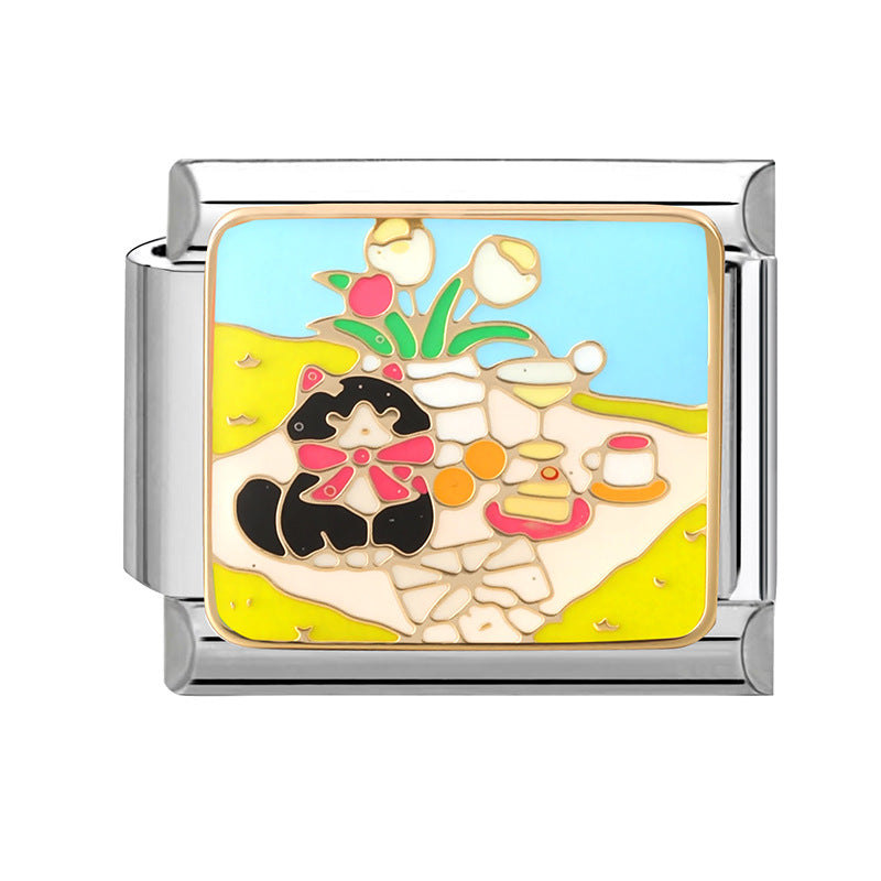 Wholesale 9mm Italian Charm Starter Bracelets DIY square Single Section Creative Stainless Steel Composable Bracelet