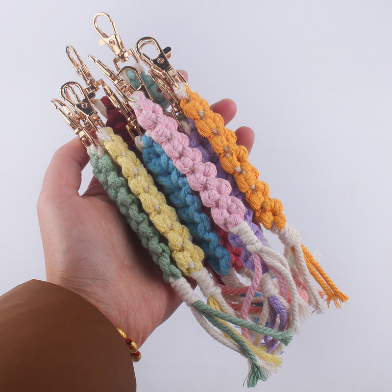 Wholesale handmade woven golden keychain