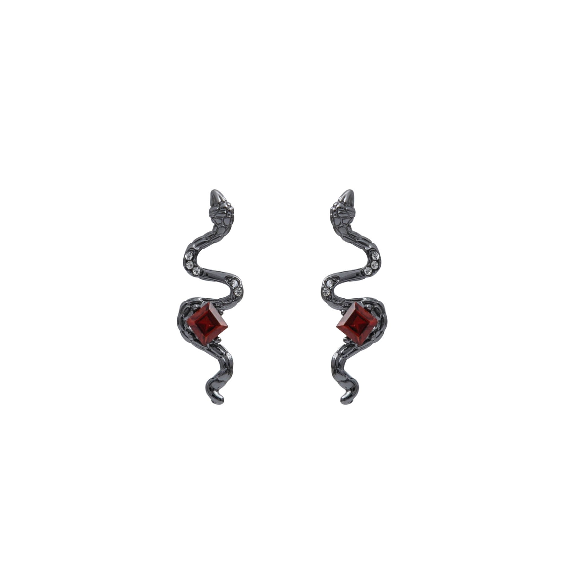 Wholesale Gothic Dark Style Snake-shaped Diamond Earrings