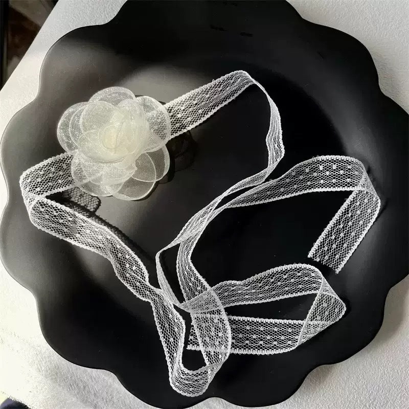 Wholesale Handmade Fabric Flower Choker Necklace With Wax Rope Trendy Jewelry Accessory For Women Gift