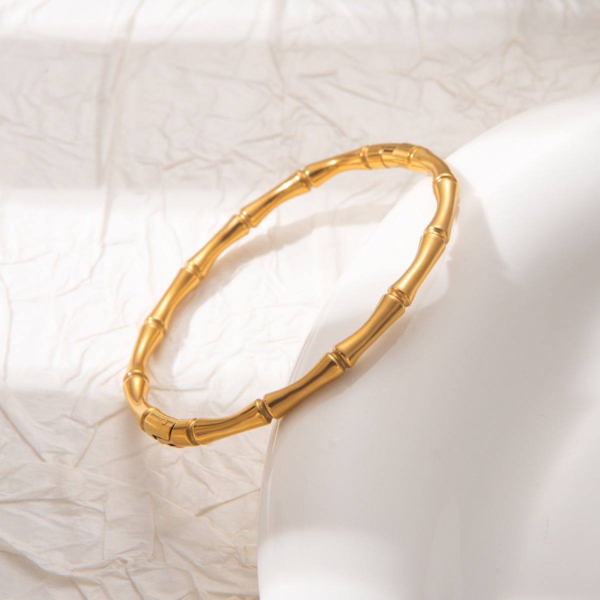 Wholesale Bamboo Design Stainless Steel Open Cuff Bracelet Fashion Jewelry Accessory Gift For Women Boutique Resale