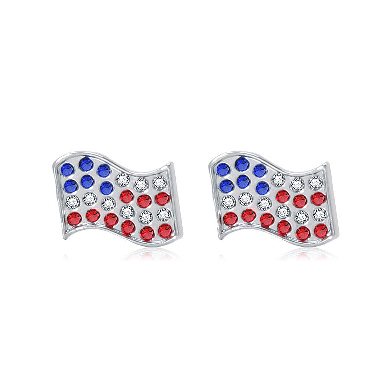 Wholesale American Independence Day Alloy Oil Drop Flag Pentagram Angel Earrings ACC-ES-BinLi003