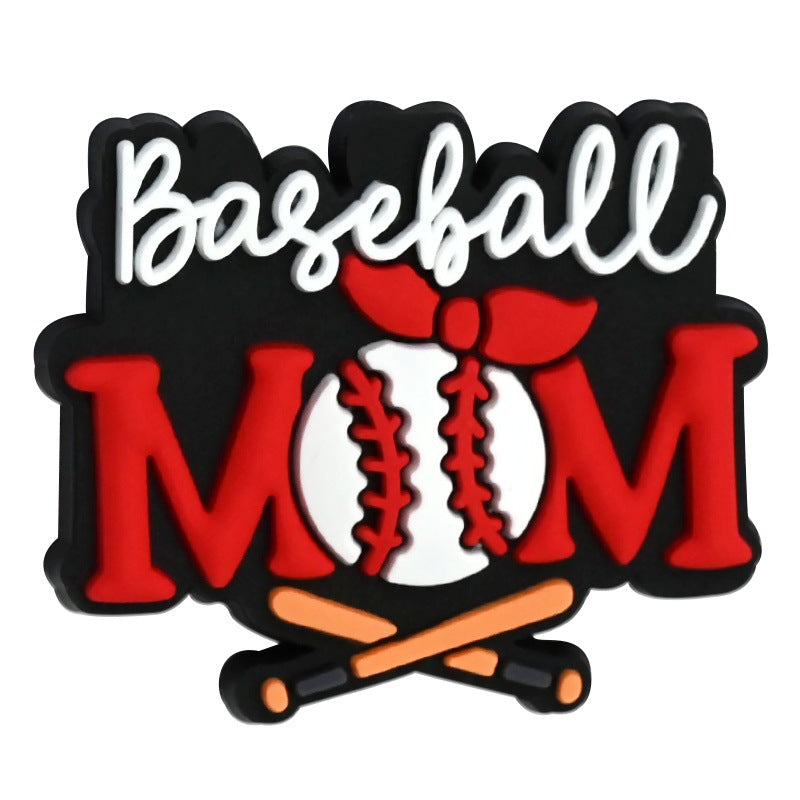 Wholesale 100pcs randomly Baseball series PVC soft rubber double-sided perforated cartoon bead ornaments