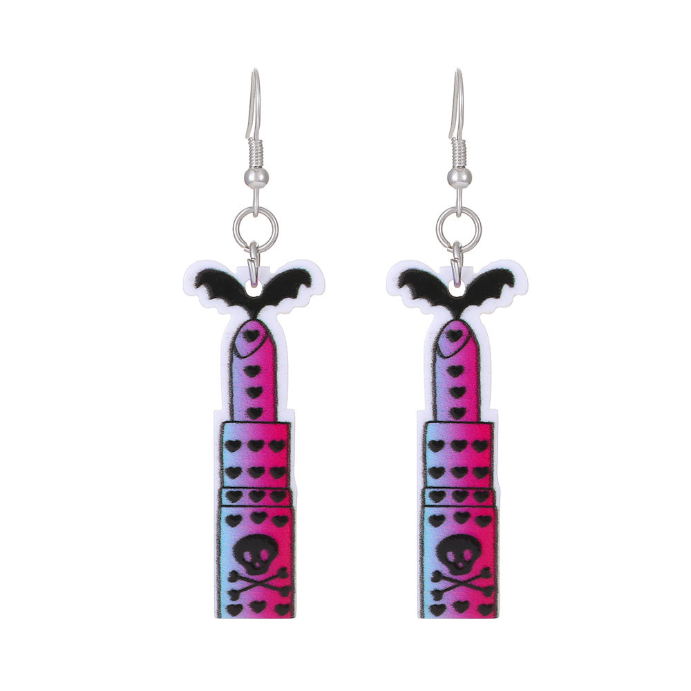 Wholesale  Acrylic Heart Skeleton Dangle Earrings for Women Party Wear Fashion Accessory