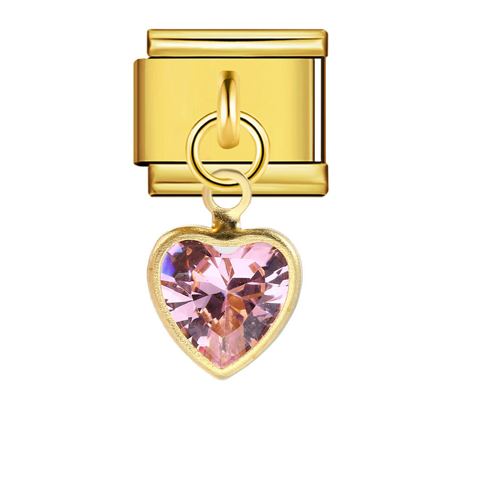 Bracciale fai da te in acciaio inossidabile con pendente modulare a forma di cuore italiano all'ingrosso