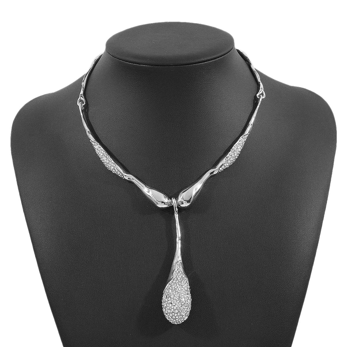 Wholesale diamond irregular water drop pendant necklace clavicle  necklace
