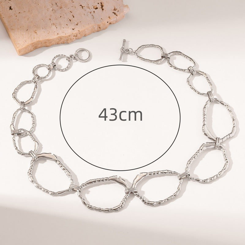 Wholesale Alloy Geometric Circle Stitching Chain Necklace