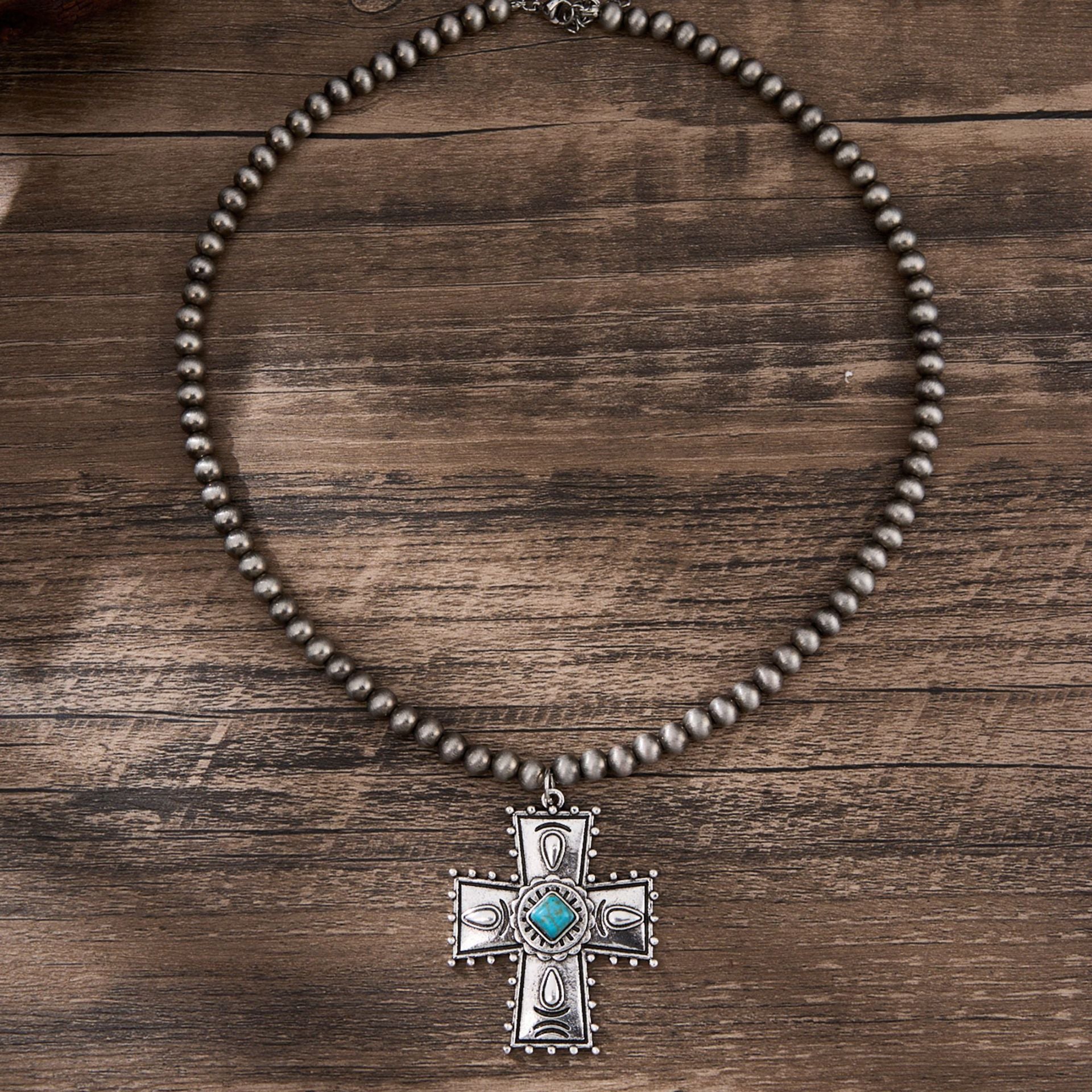 Wholesale Zinc Alloy Heart-Shaped Cross Jewelry Set Vintage Western Style Trendy Party Accessory