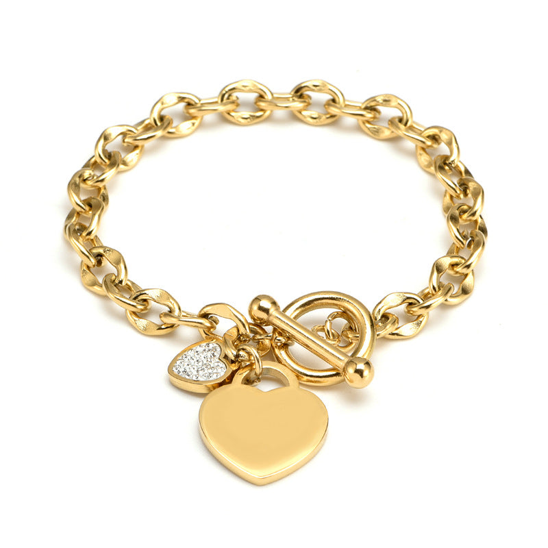 Bracciale all'ingrosso in acciaio al titanio Love Rose Gold