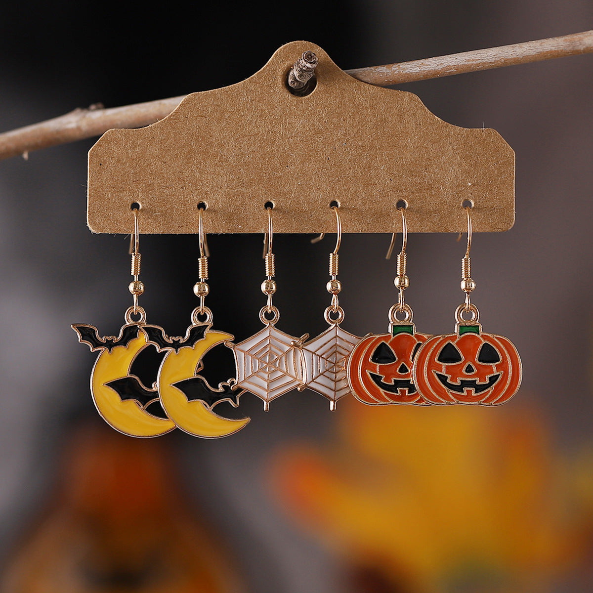 Wholesale 3 Pairs of Halloween Funny Oil Drop Earrings ACC-ES-ChuLian065
