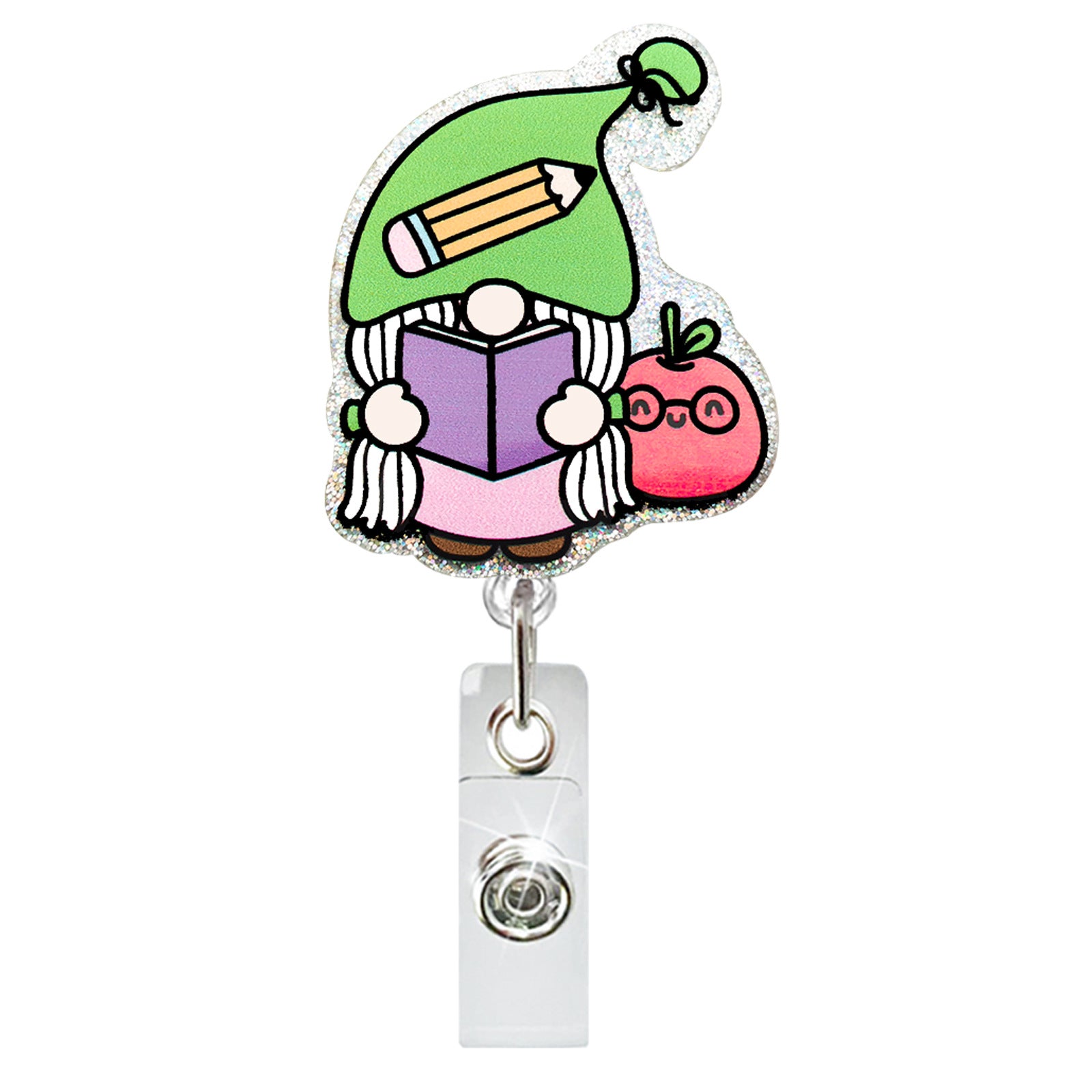 Wholesale Acrylic Teacher and Student Retractable Badge Keychain ACC-KC-QiDing024