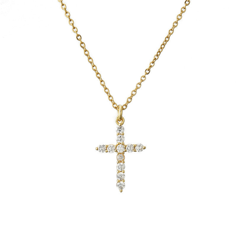 Wholesale  zircon cross pendant Cuban chain Necklaces