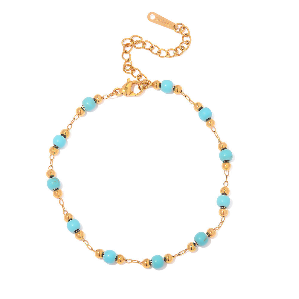 Wholesale 18K Gold Plated Bracelet Stainless Steel Bracelets Turquoise Bracelet ACC-BT-JD002