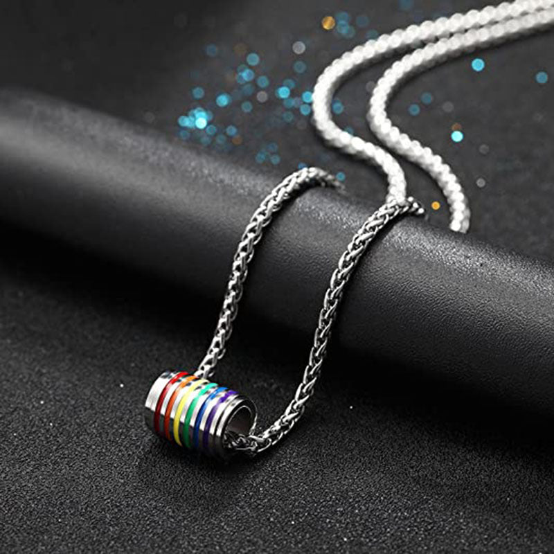 Wholesale Stainless Steel Colored Cylindrical Roller LGBT
 Titanium Steel Necklace