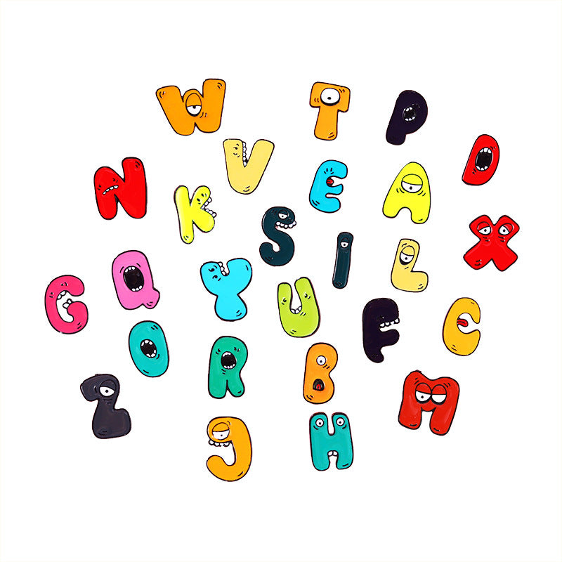 Wholesale Letter Creative Badges Combinable Pin Metal Badges Brooch ACC-BCH-QiHe006