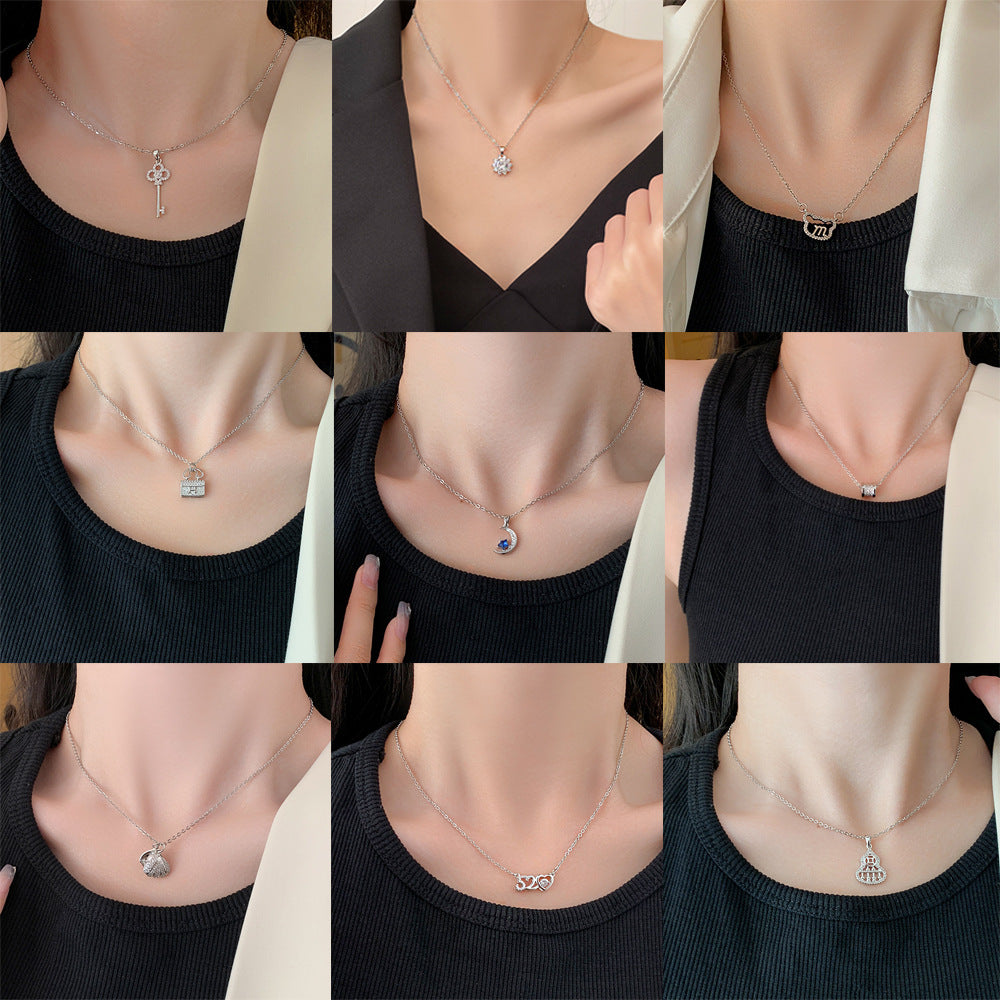 Wholesale Titanium Steel Zircon Clavicle Chain Necklace Korean Style Jewelry Accessory