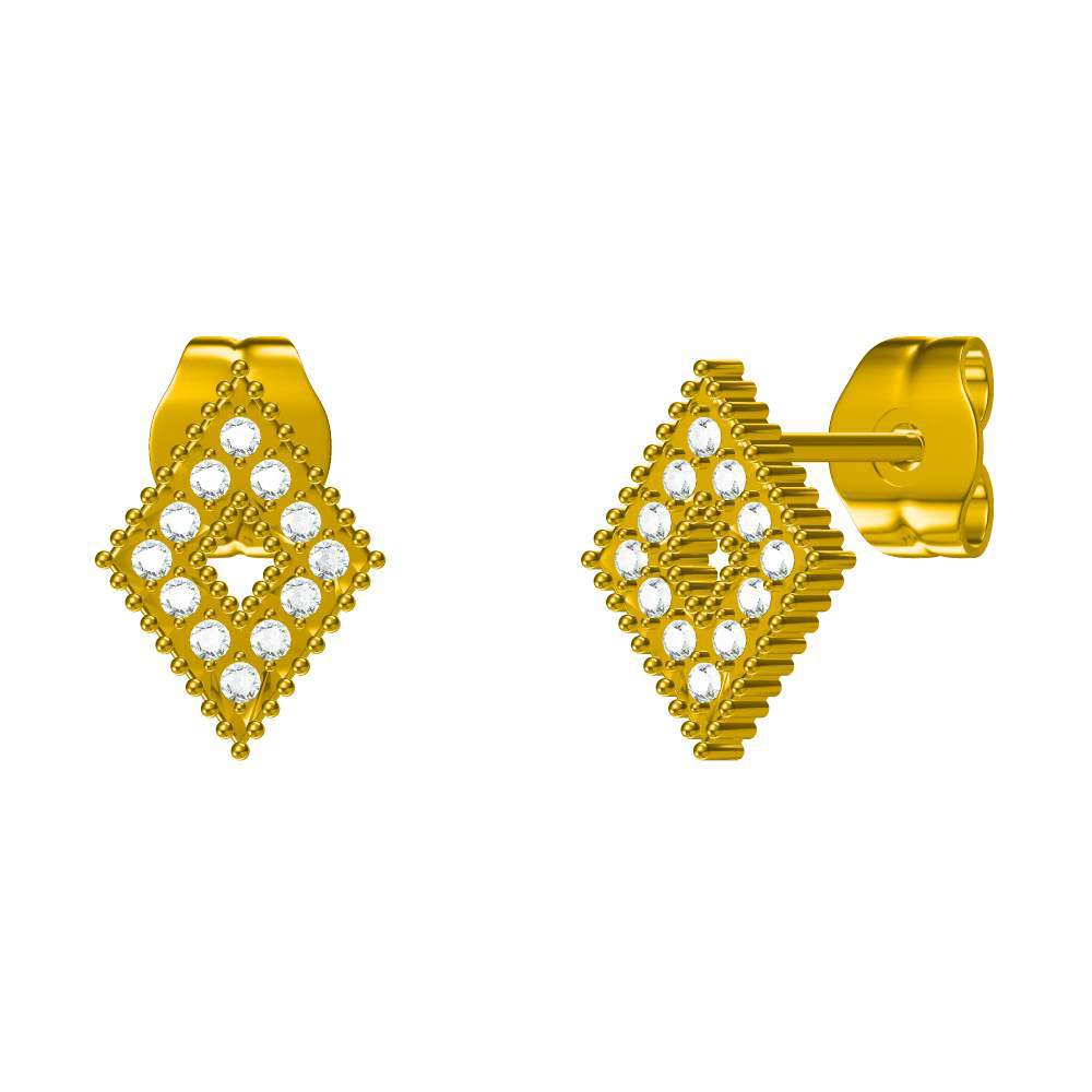 Wholesale Titanium steel geometric earrings inlaid with zircon