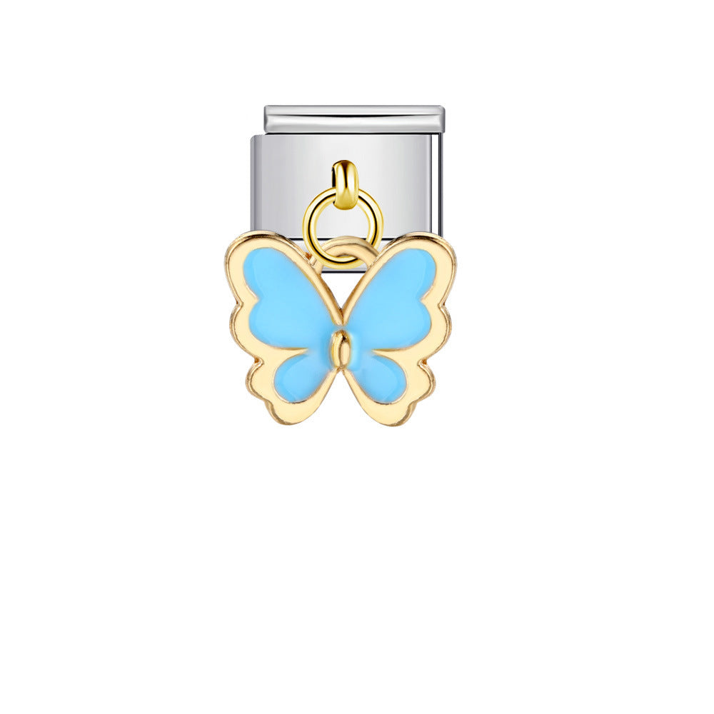 Wholesale Colorful Butterfly Charm Bracelet DIY Stainless Steel Jewelry Fashion Accessory