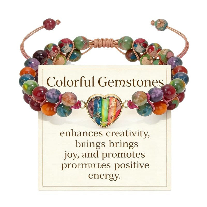 Wholesale Amethyst Double Row Love Woven Bracelet Women' s Fashion Jewelry Accessory