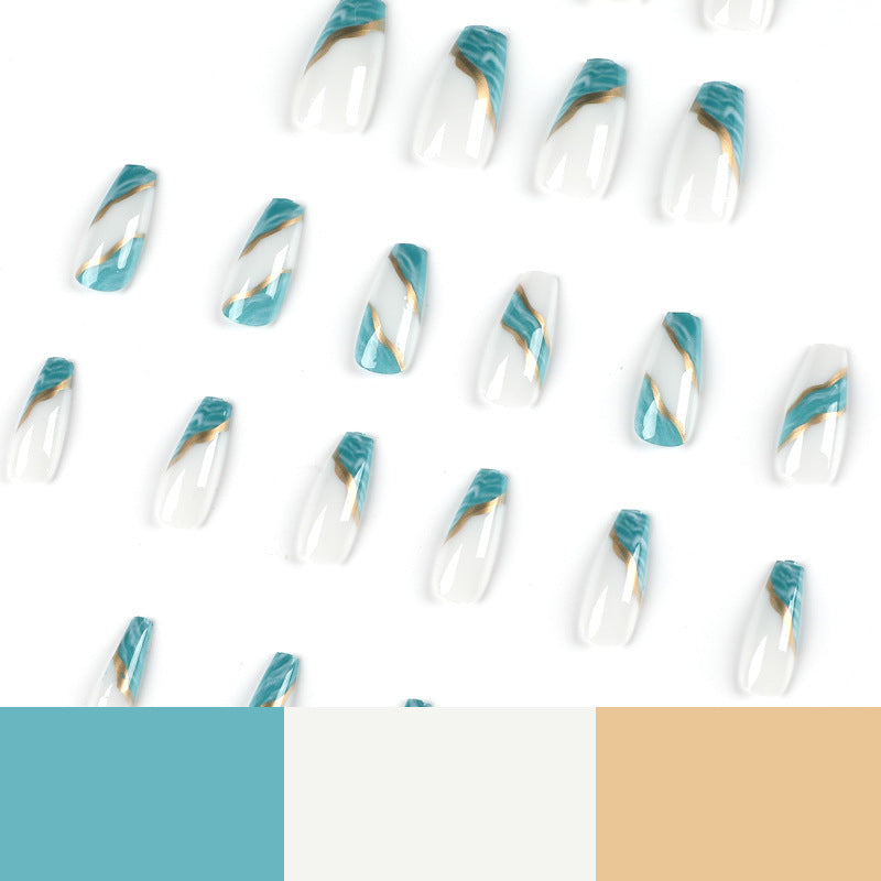 Wholesale 24 Pieces/box Green Smudge Gold Nails Kits Nail Stickers ACC-NS-LeFan219