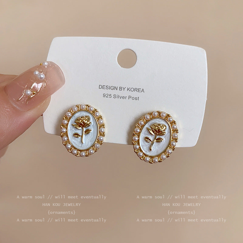 Wholesale 925 Silver Needle Vintage Pearl Earrings ACC-ES-Hank007