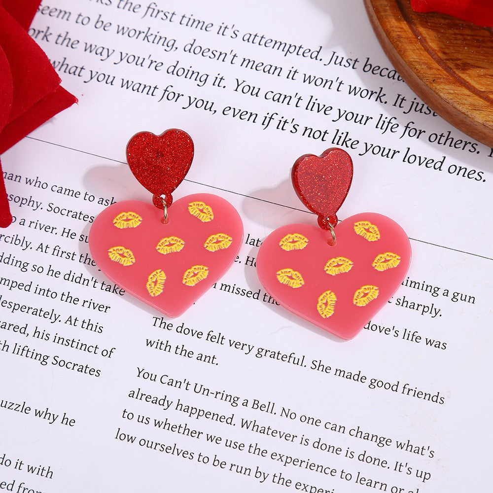 Wholesale Acrylic Valentine's Day Heart Earrings