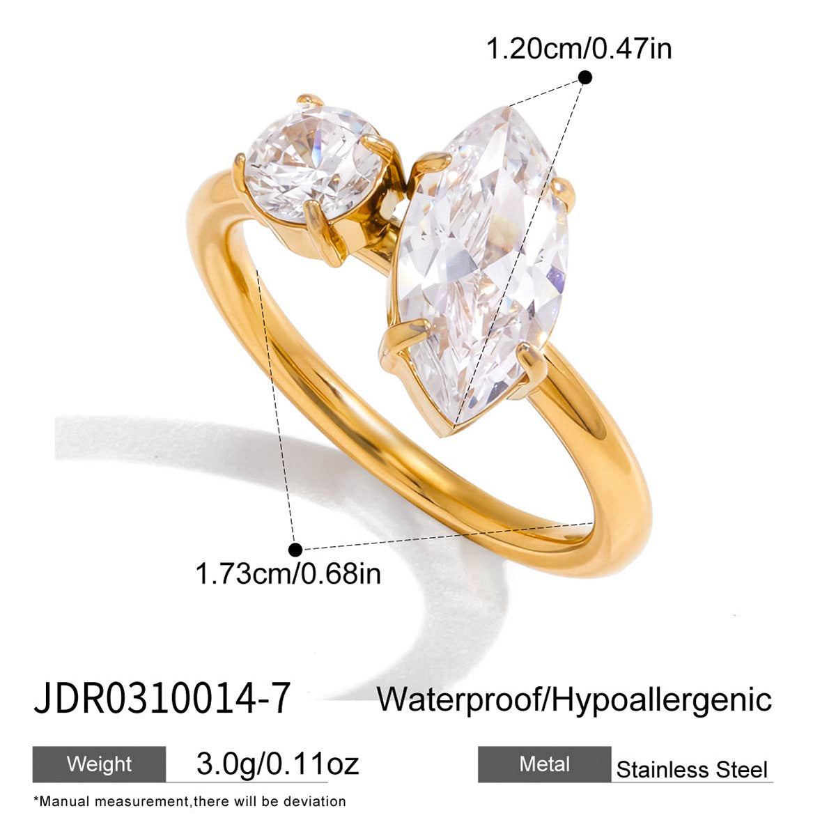 Wholesale Stainless steel rhinestone ring