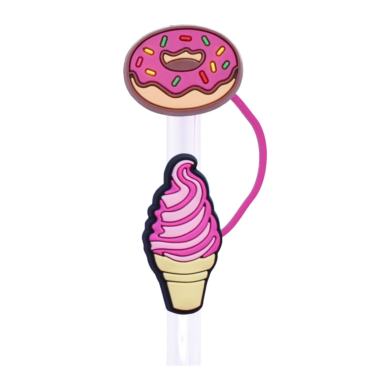 Wholesale Random 100pcs 10mm Straw Tube Cap Ice Cream Cake PVC Soft Rubber Straw Stopper ACC-SCR-RYY012