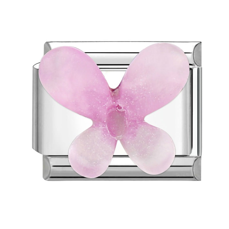 Wholesale Italian Charm Bracelet 9mm DIY Splicing Gradient Butterfly Stainless Steel Composable Bracelet