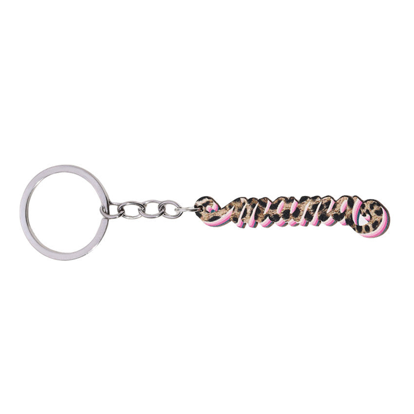 Wholesale MAMA leopard print Mother's Day wooden keychain ACC-KC-RongR030