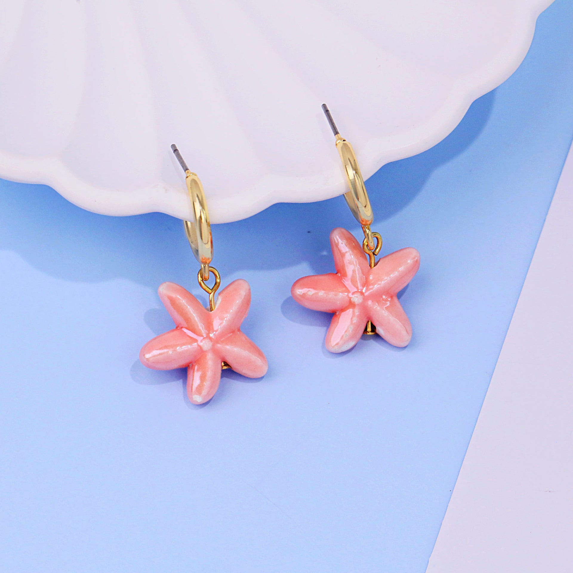 Wholesale  cute  starfish ceramic earrings