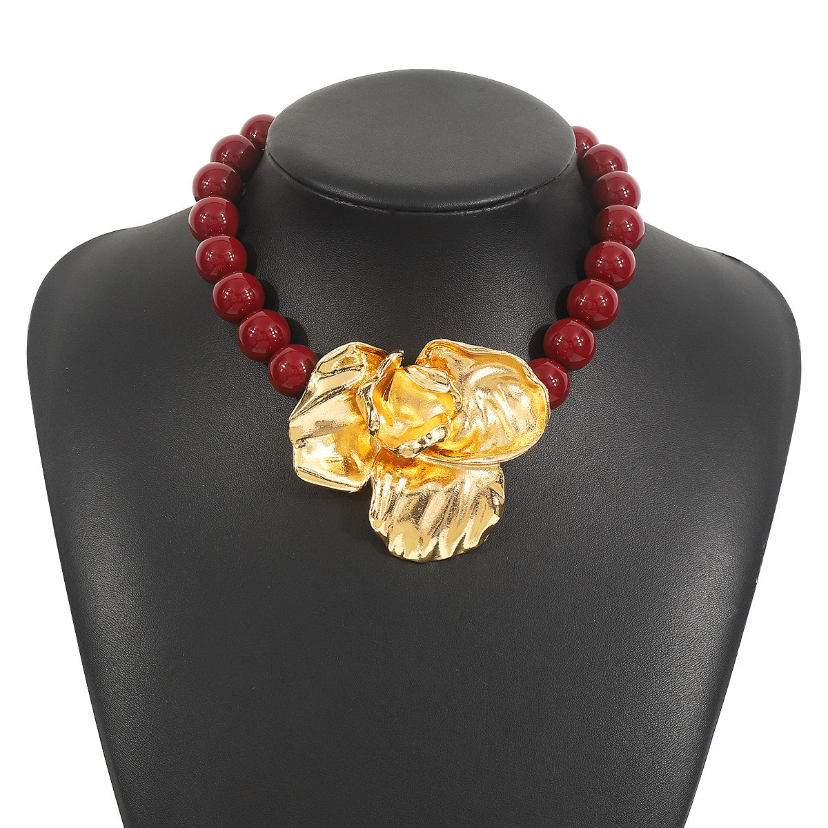 Wholesale Exaggerated Personality Flower Pendant Neck Chain Multicolor Beaded Necklace