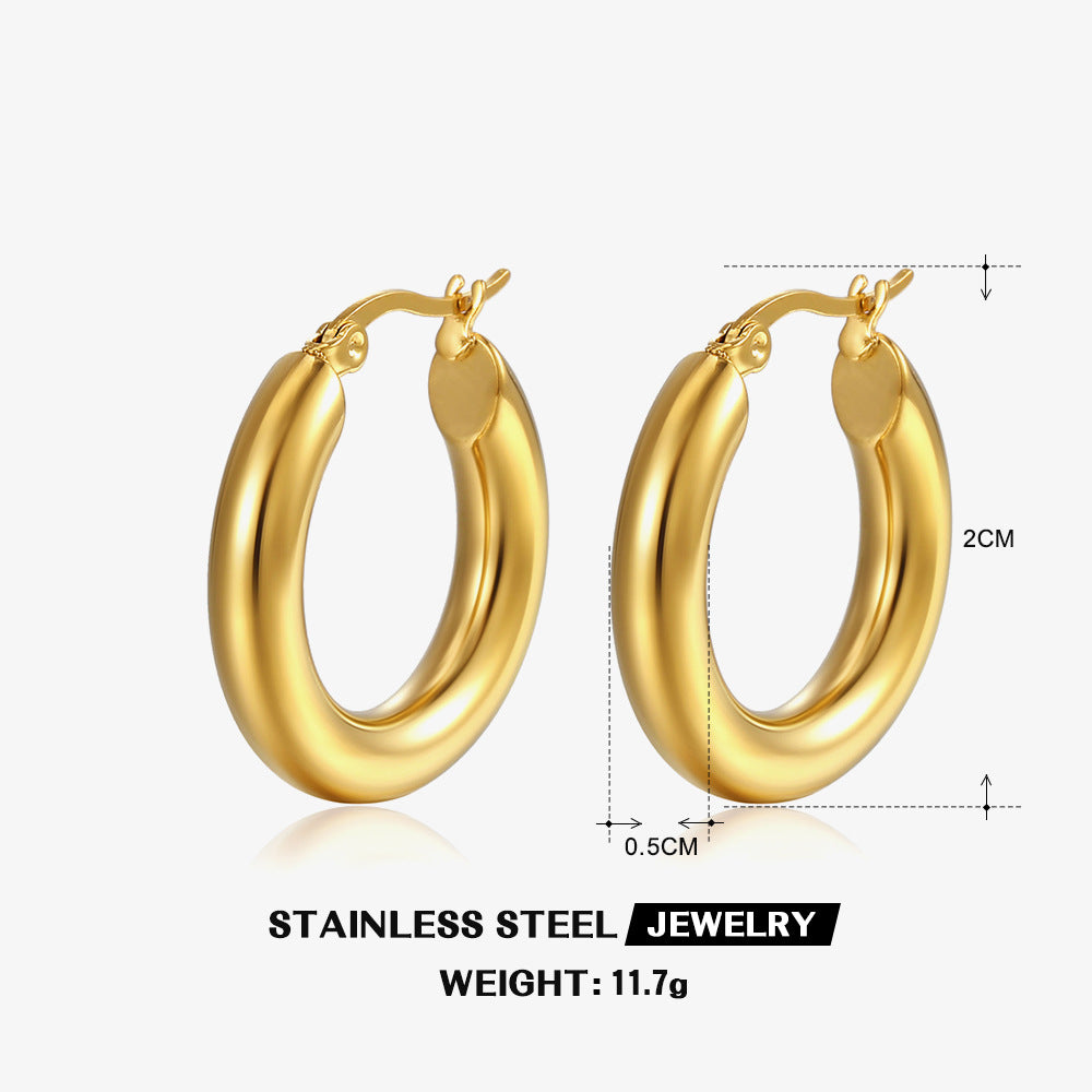 Wholesale Geometric Stainless Steel Earrings 18K Gold Plated Earrings Hoop Earrings ACC-ES-JiaLi004