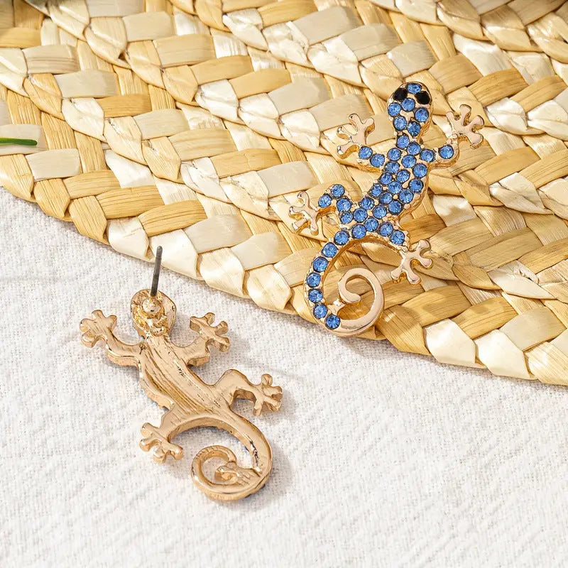 Wholesale diamond-encrusted lizard cute personality earrings