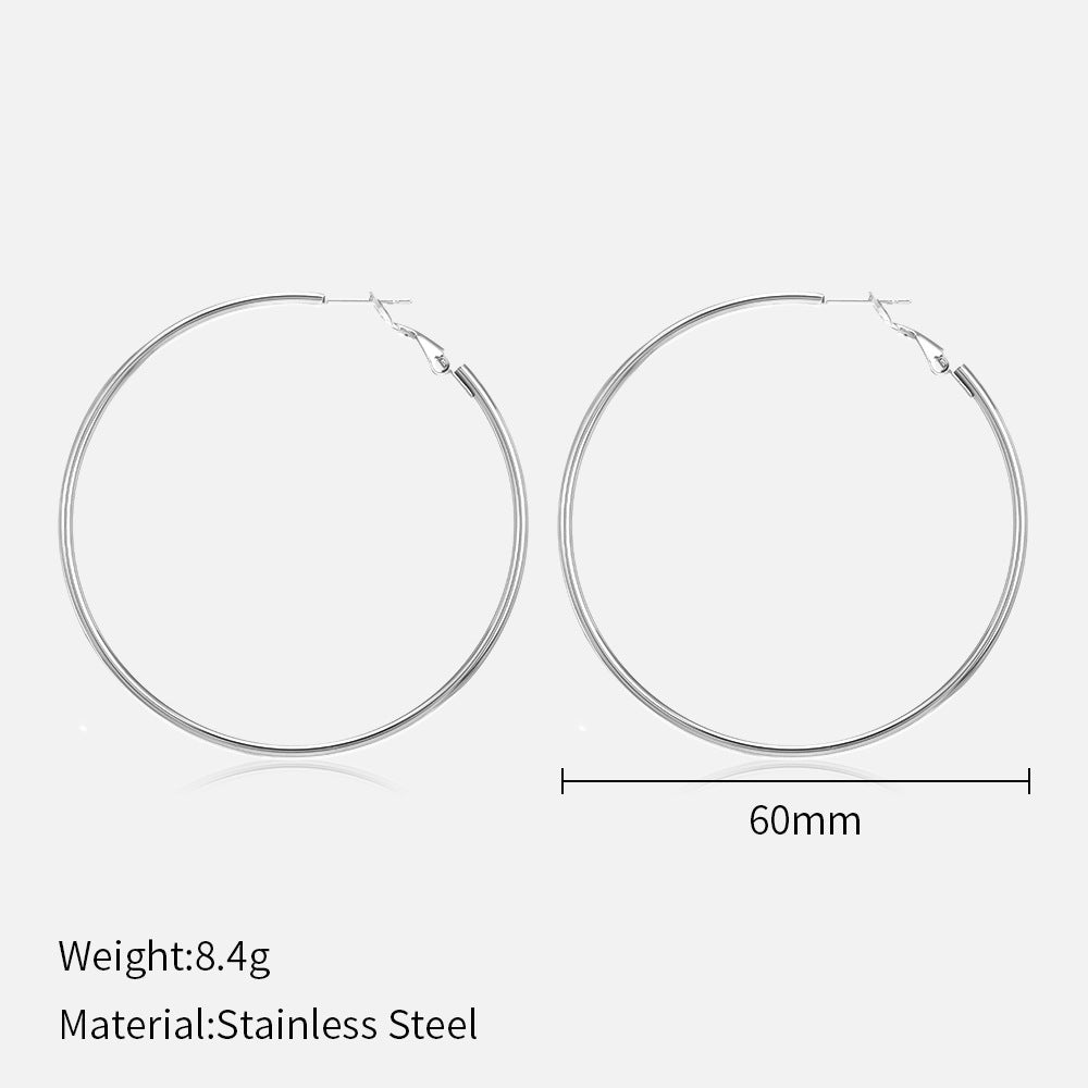 Wholesale  Popular 30/40/50/60mm Stainless Steel Round Earrings