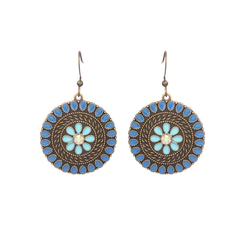 Wholesale Alloy Clear Drip Oil Geometric Bohemian Earrings for Women Fashion Accessory