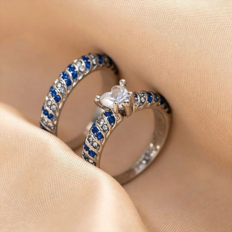 Wholesale Vintage Red Zircon Ring Set for Men and Women,  Alloy Jewelry Accessory