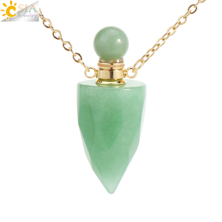 Wholesale Natural Stone Crystal Perfume Bottle Necklace ACC-NE-HuaiShe005