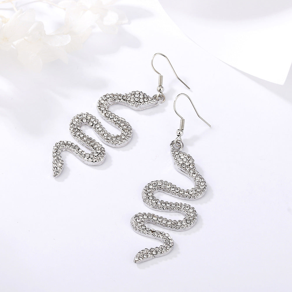 Wholesale Unique Snake Shaped Diamond Studded Earrings