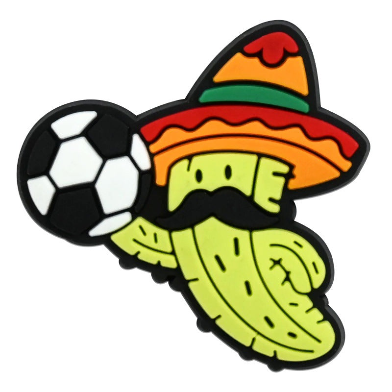 Wholesale Random 100pcs Mexican soccer-themed  PVC Soft Rubber Shoe Buckle Decoration