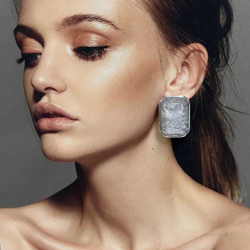 Wholesale  Light Luxury Large Candy Square Gem Earrings