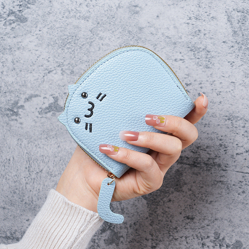Wholesale Pink PU Cat Card Holder Cute Animal Print Card Wallet Everyday Wear For Women