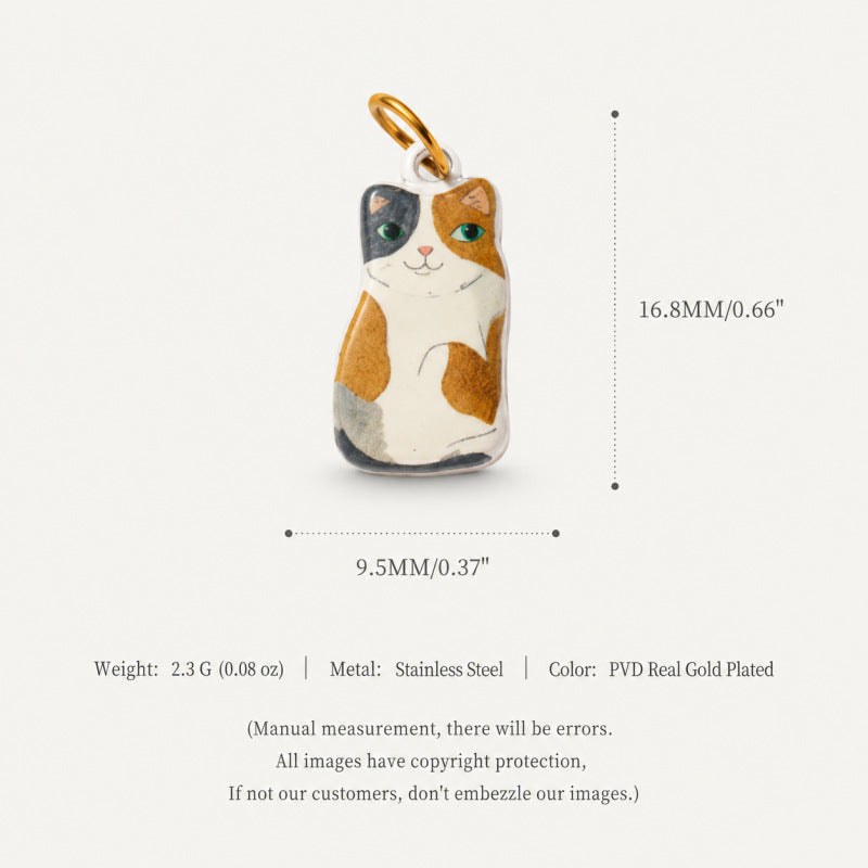 Wholesale Cute Cat Pendant Stainless Steel 18K Gold Plated DIY Jewelry Making Fashion Accessory Boutique Resale